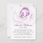 Paarse roos bloemenbegrafenissympathie bedankje bedankkaart (Voorkant)