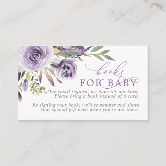 Paarse Roos Bloemenboek voor Baby Enclosure Kaart (Voorkant)