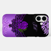 Paarse Roos Bloemendessin Zwart Case-Mate iPhone Case (Achterkant (horizontaal))