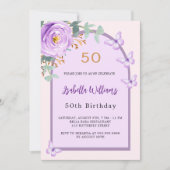 Paarse roos bloemenroze boogvlinders Verjaardag Kaart (Voorkant)