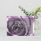 Paarse Roos Blossom Happy Valentijnsdag Kaart (Staand voorkant)
