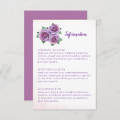Paarse roos boeket bruiloft informatie Kaarten (Voorkant / Achterkant)
