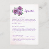 Paarse roos boeket bruiloft informatie Kaarten (Voorkant)