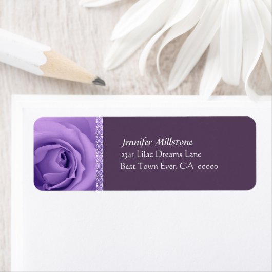 PAARSE Roos bruiloft adreslabel Etiket (Insitu)