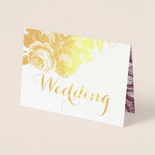 Paarse Roos Bruiloft Gouden Folie Uitnodiging (Voorkant)