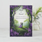 Paarse Roos bruiloft uitnodigingen: bloemenelegant (Staand voorkant)