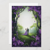 Paarse Roos bruiloft uitnodigingen: bloemenelegant (Voorkant / Achterkant)