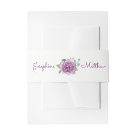 Paarse Roos bruiloft uitnodigingsbuikbanden Uitnodigingen Wikkel