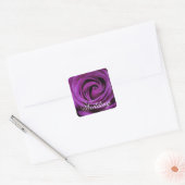 Paarse Roos Bruiloft Vierkante Sticker (Envelop)