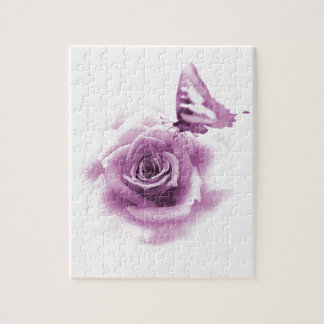 Paarse Roos Butterfly Legpuzzel