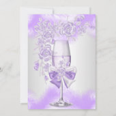 Paarse Roos Champagne White Floral Party Kaart (Achterkant)