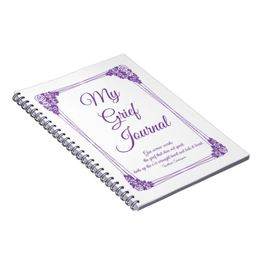 Paarse Roos Cluster Border Grief Journal Notitieboek (Rechterzijde)