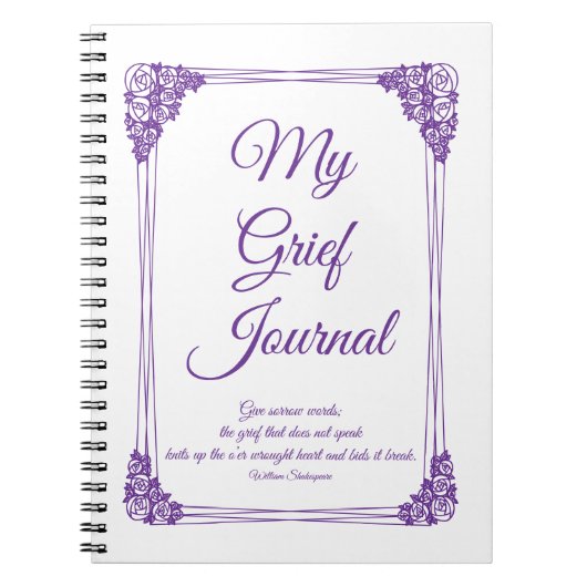 Paarse Roos Cluster Border Grief Journal Notitieboek (Voorkant)