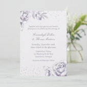  Paarse Roos Confetti Glitter Wedding Kaart (Staand voorkant)