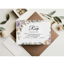 Paarse Roos Designer RSVP-kaarten