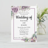 Paarse Roos en Eucalyptamint Bruiloft Kaart (Staand voorkant)
