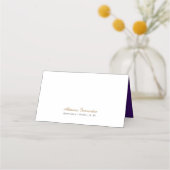 Paarse Roos en Gold Leaf Name Bord Plaatskaartje (Achterkant)