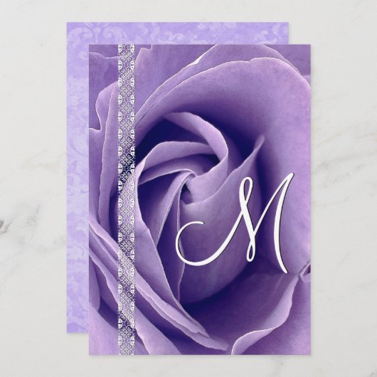 PAARSE Roos en Kant Bruiloft Template G900 Kaart (Voorkant / Achterkant)
