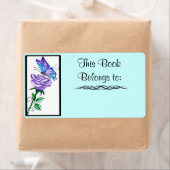 Paarse Roos en Vlinderboek Label (Insitu)