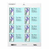 Paarse Roos en Vlinderboek Label (Full Sheet)