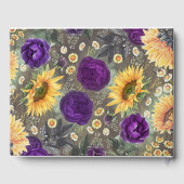 Paarse Roos en Zonnebloem Rustieke Herfst Bruiloft Gastenboek (Achterkant)