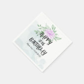 Paarse Roos Eucalyptus Greenery 30e verjaardag Servet (Hoek)