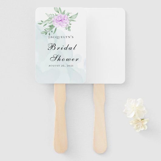 Paarse Roos Eucalyptus groen Vrijgezellenfeest Handwaaier (Voorkant en achterkant)