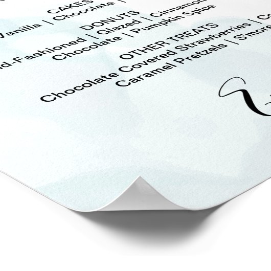 Paarse Roos Eucalyptus Trouw Dessert Menu Kaart Poster (Hoek)