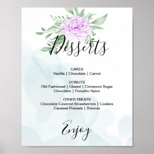 Paarse Roos Eucalyptus Trouw Dessert Menu Sing Poster