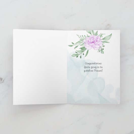 Paarse Roos Eucalyptus Zwangerschap Gefeliciteerd Kaart (Binnen)