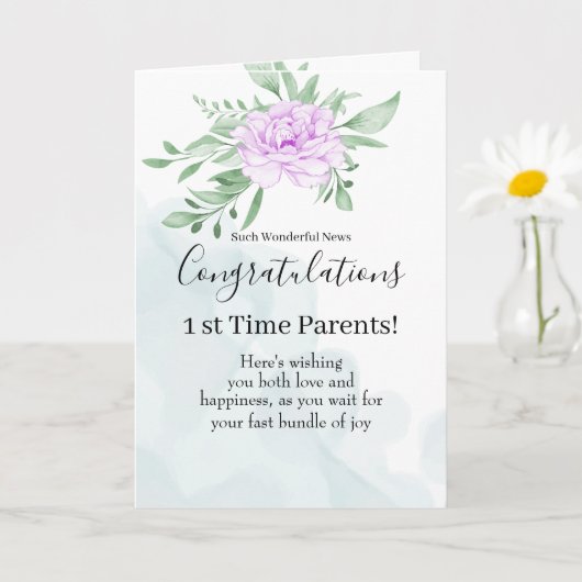 Paarse Roos Eucalyptus Zwangerschap Gefeliciteerd Kaart (Kleine Plant)