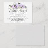 Paarse Roos Floral bruiloft accommodatie Informatiekaartje (Voorkant / Achterkant)
