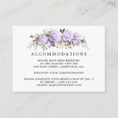 Paarse Roos Floral bruiloft accommodatie Informatiekaartje (Voorkant)