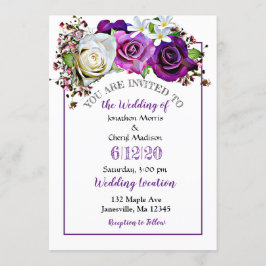 Paarse Roos Floral bruiloft uitnodigingen