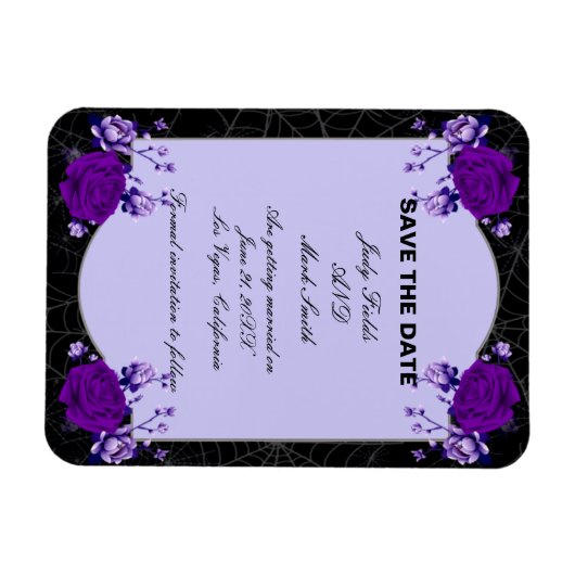 Paarse Roos Floral Spiderweb Weddenschap Magneet (Horizontaal)