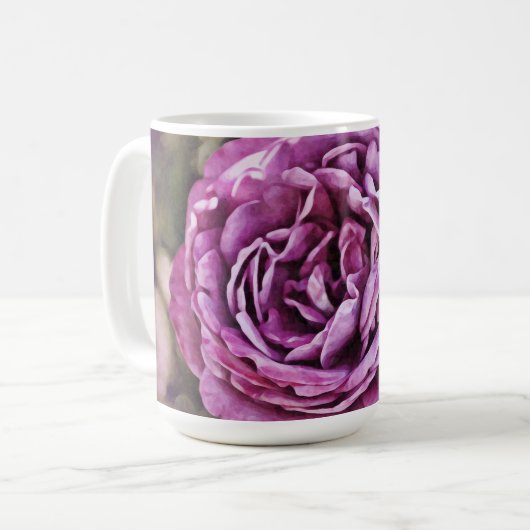 Paarse Roos Flower Art Mok Cup (Voorkant links)