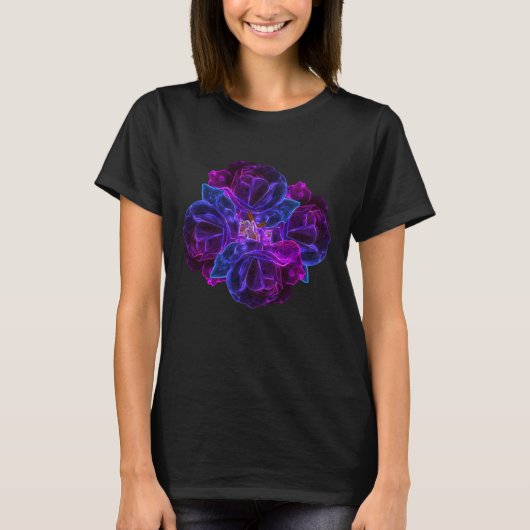 Paarse Roos Flower Bouquet Abstracte kunst T-shirt (Voorkant)