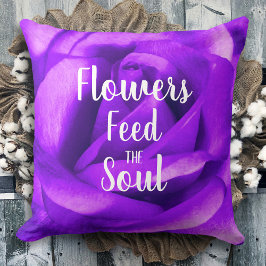 Paarse Roos fotobloemen voeden het zielenschrift Kussen