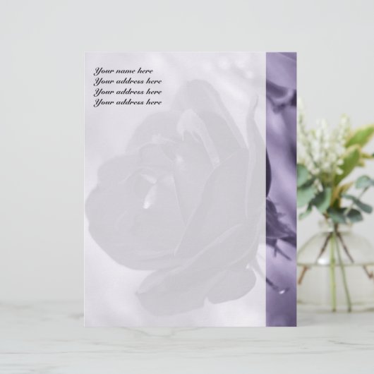 Paarse Roos gepersonaliseerde briefhoofd (Staand voorkant)