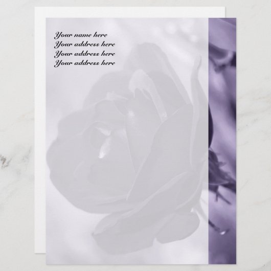 Paarse Roos gepersonaliseerde briefhoofd (Voorkant / Achterkant)