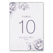 Paarse Roos Glitter Trouwtafel Nummer Kaart (Achterkant)