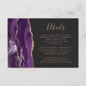 Paarse Roos Gold Agaat Dark Wedding Details Informatiekaartje (Voorkant)