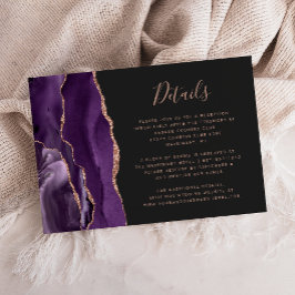 Paarse Roos Gold Agaat Dark Wedding Details Informatiekaartje
