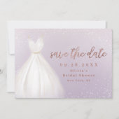 Paarse Roos Gold Elegant Dress slaat de datum op Save The Date (Voorkant)