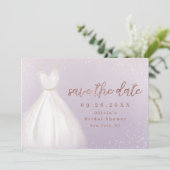 Paarse Roos Gold Elegant Dress slaat de datum op Save The Date (Staand voorkant)