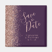 Paarse Roos Gold Glitter Script Save the Date Magneet (Voorkant)