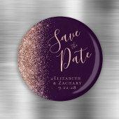 Paarse Roos Gold Glitter Script Save the Date Magneet