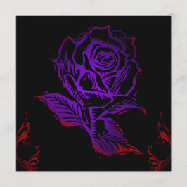 Paarse Roos Gotische Verjaardagsuitnodiging Kaart