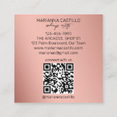 Paarse roos goudbloemen chique moderne sjabloon vierkante visitekaartje (Achterkant)