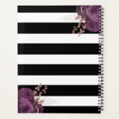 Paarse Roos Gouden Bloemen Monogram Zwart Wit 2024 Planner (Achterkant)